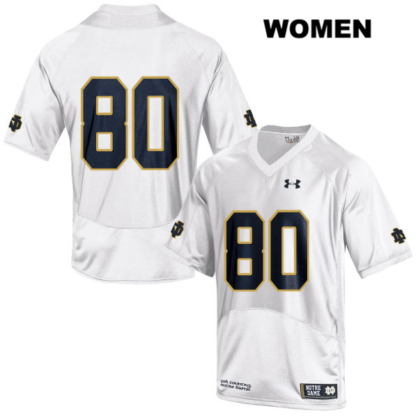 Women's NCAA Notre Dame Fighting Irish #80 Micah Jones Stitched College Under Armour Authentic White No Name Football Jersey SC10P40BW